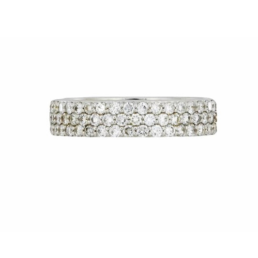 14Kt Gold 0.80 Ct Lab Grown Diamond Micro Pave Half Eternity Band