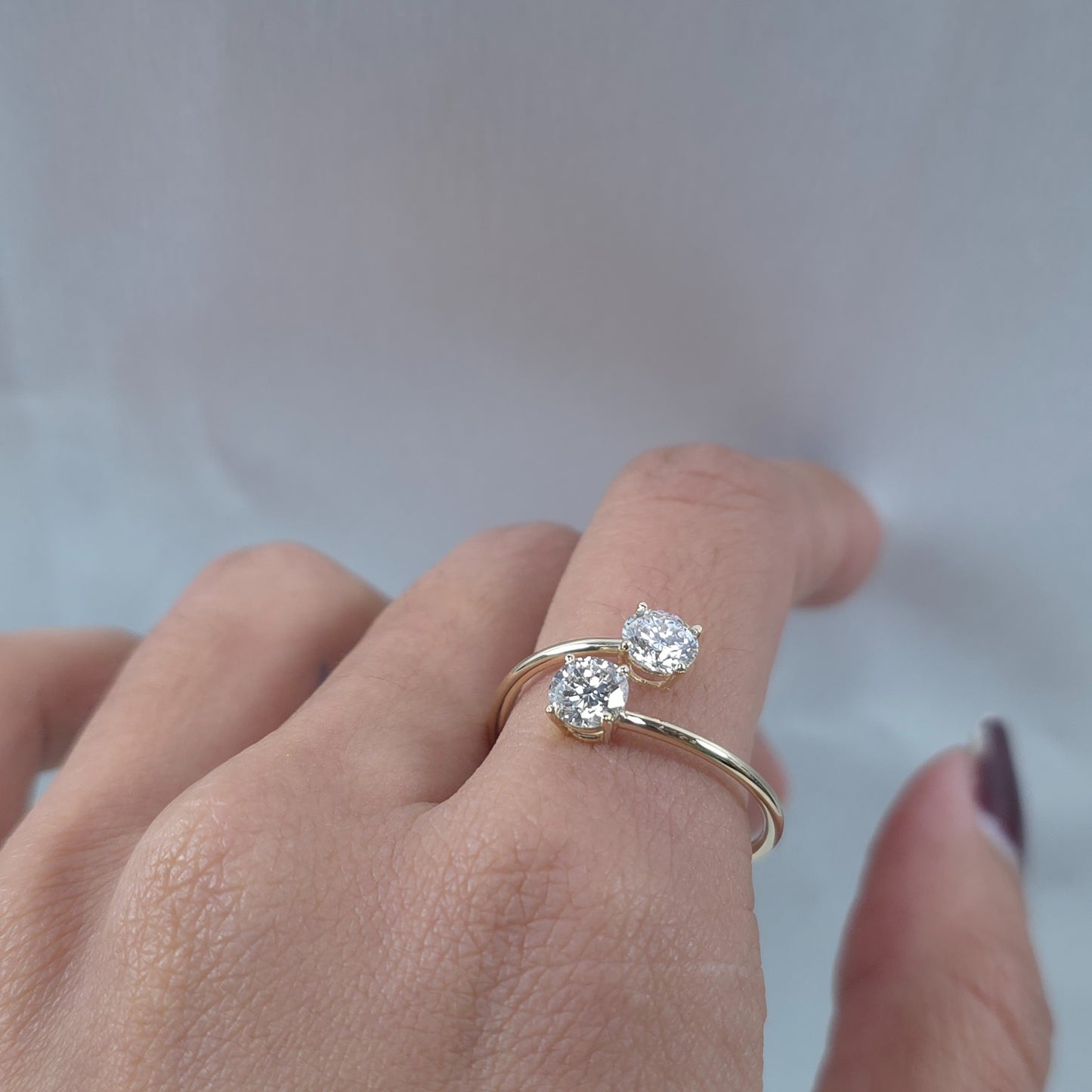 14Kt Gold 1 Ct 2 Stones Lab Grown Diamond Ring