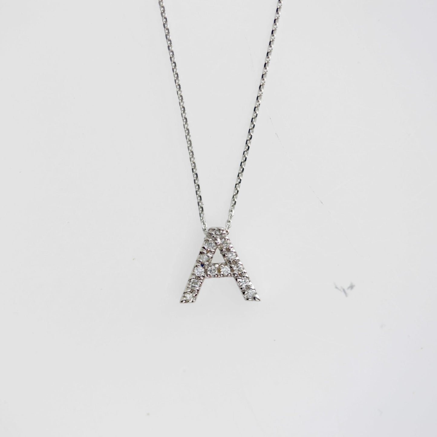 14Kt Gold Initial Letter Diamond Pendant Necklace