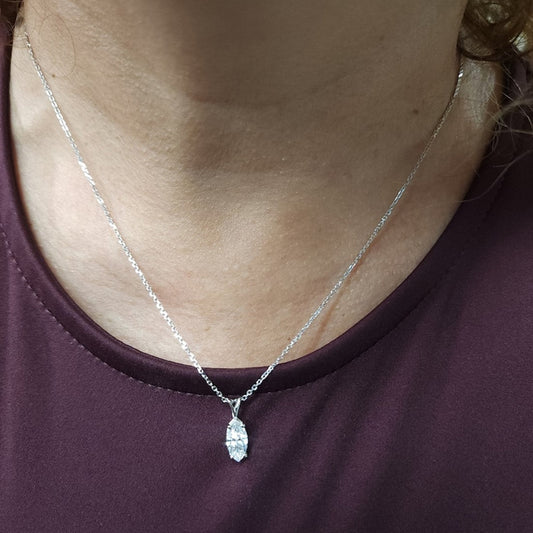 14K Gold 1 Ct Lab Grown Diamond Marquise Pendant