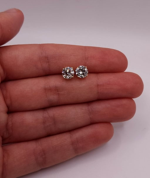 14Kt Gold 3 Ct Lab Grown Diamond Stud Earrings