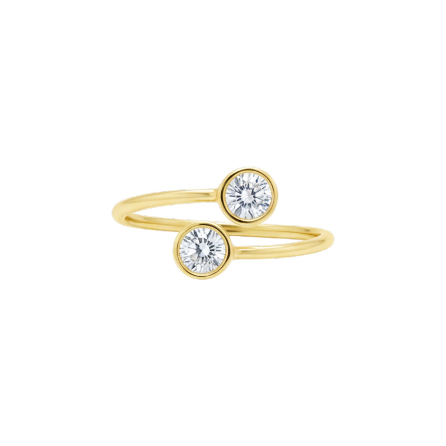 14Kt Gold 1 Ct 2 Stone Bezel Lab grown Diamond Ring