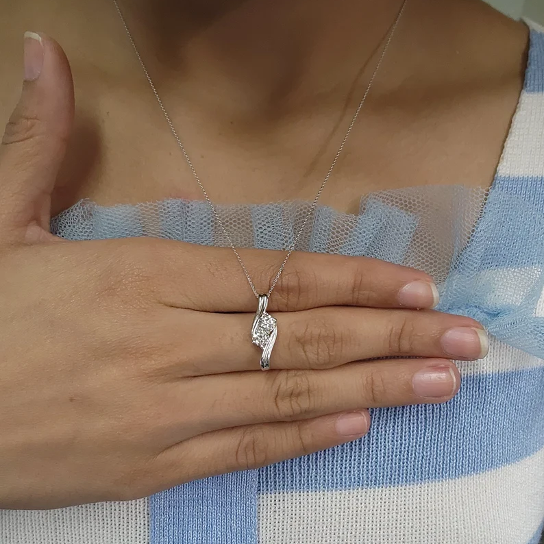 14K Gold 0.60 Ct Lab Grown Diamond Solitaire Pendant Necklace