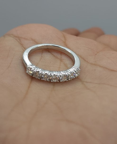 14K Gold 0.70 Ct 7 Stone Half Eternity Lab Grown Diamond Ring
