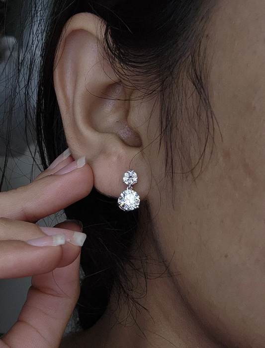 14Kt Gold 2.66 Ct Lab Grown Diamond 3 Prong Dangle Stud Earrings