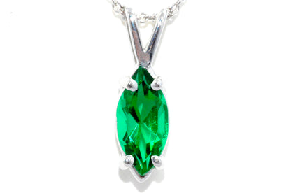 14Kt Gold Emerald Marquise Pendant Necklace