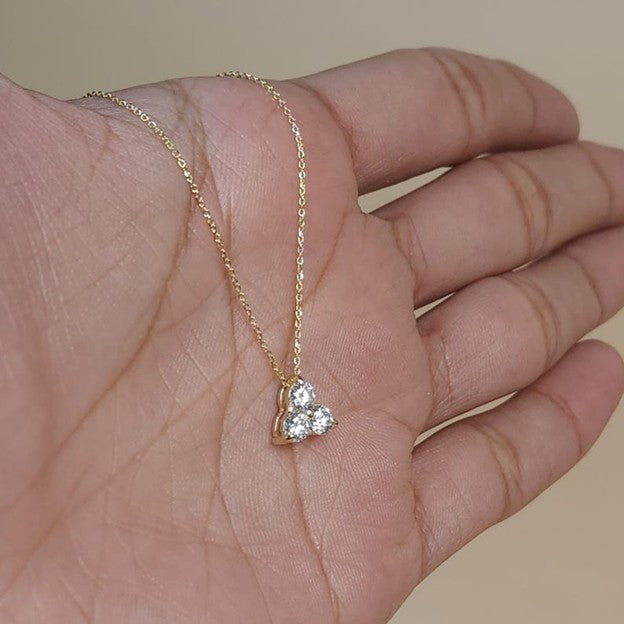 14Kt Gold 0.50 Ct 3 Stone Lab Grown Diamond Pendant