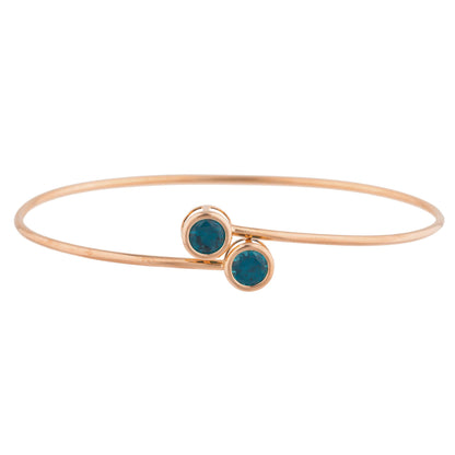 14Kt Gold London Blue Topaz Round Bezel Bangle Bracelet