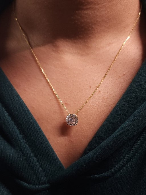 14Kt 3 Ct Gold IGI Certified Lab Grown Solitaire Diamond Pendant Necklace