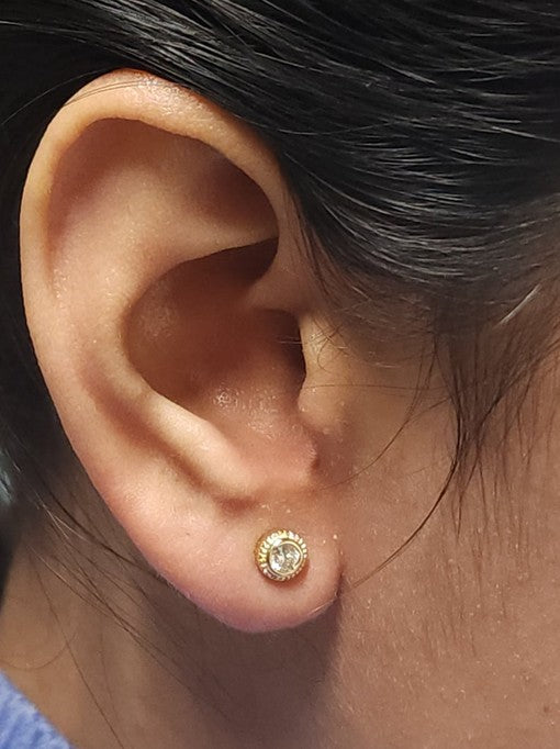 14Kt Gold 0.30 Ct Genuine Natural Diamond Stud Bezel Earrings