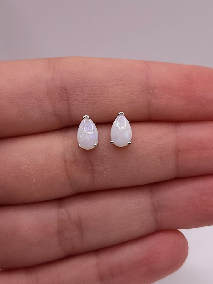 14Kt Gold Natural Opal Teardrop Pear Shape Stud Earrings