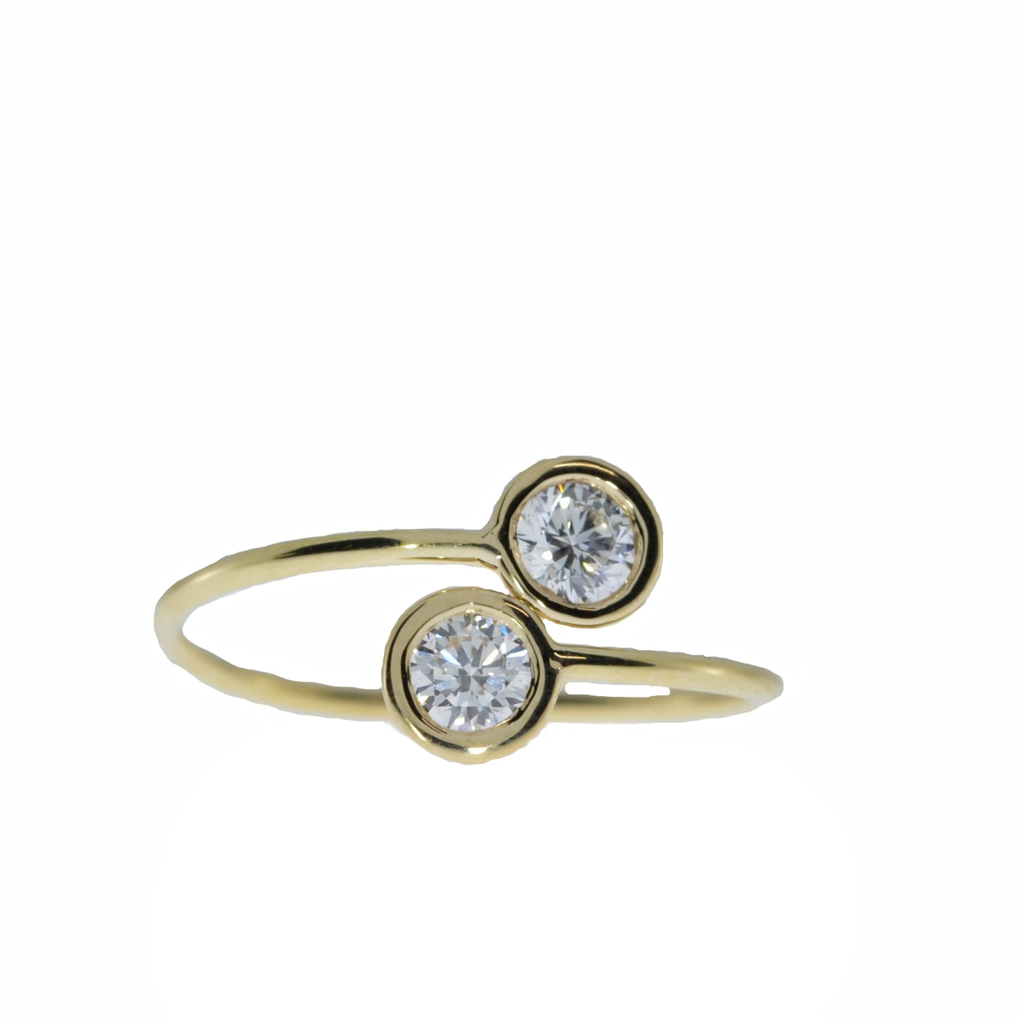 14Kt Gold 0.60Ct 2 Stone Bezel Lab grown Diamond Ring