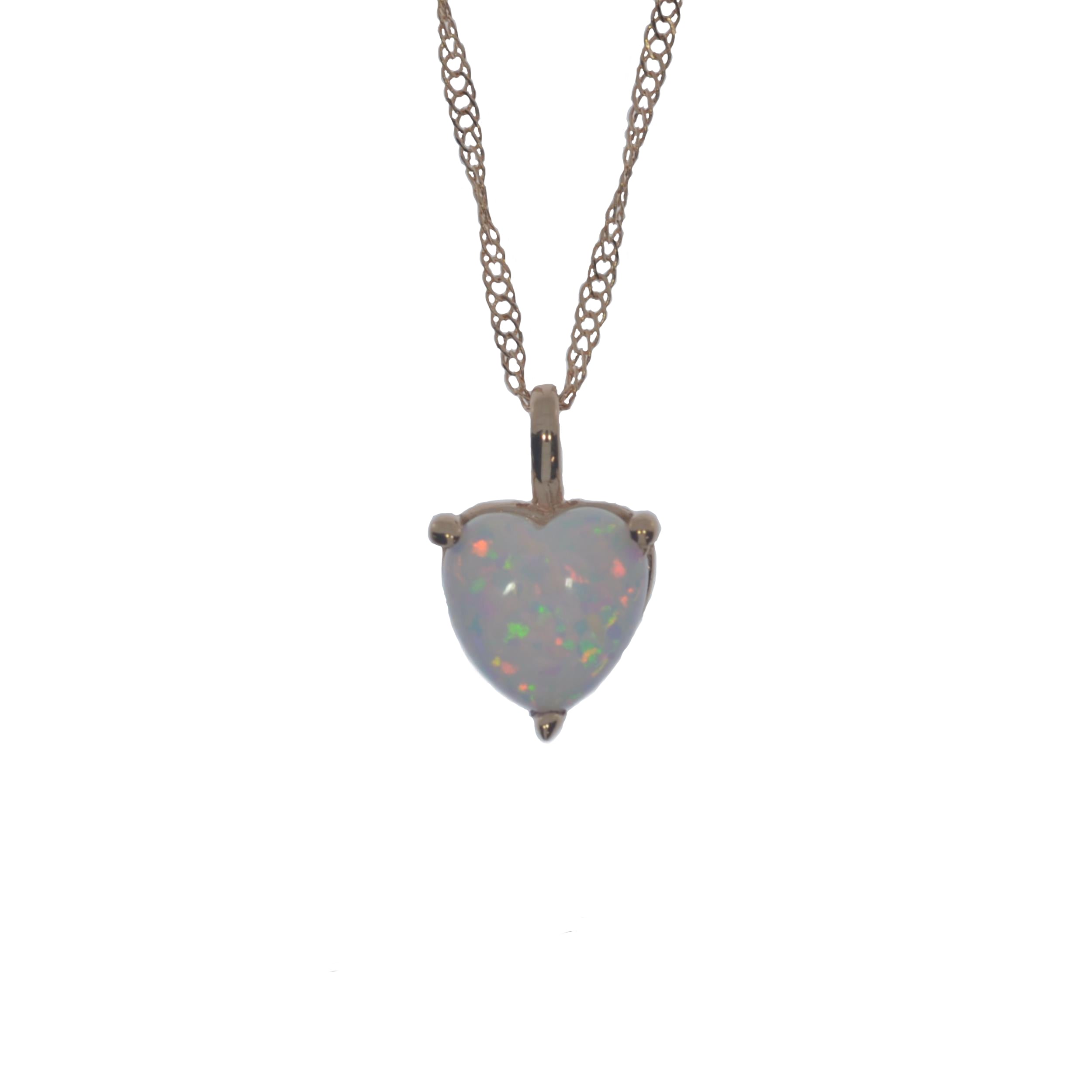 14Kt Gold Opal Heart Pendant Necklace