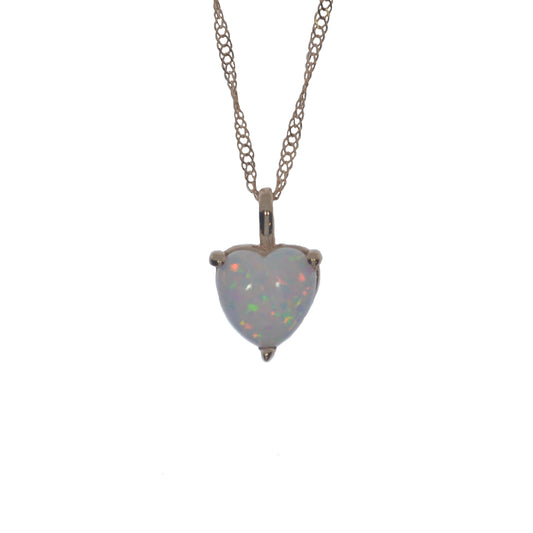 14Kt Gold Opal Heart Pendant Necklace