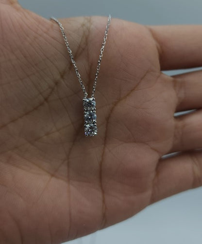 14Kt Gold 0.60 Ct 3 Stone Lab Grown Diamond Pendant Necklace