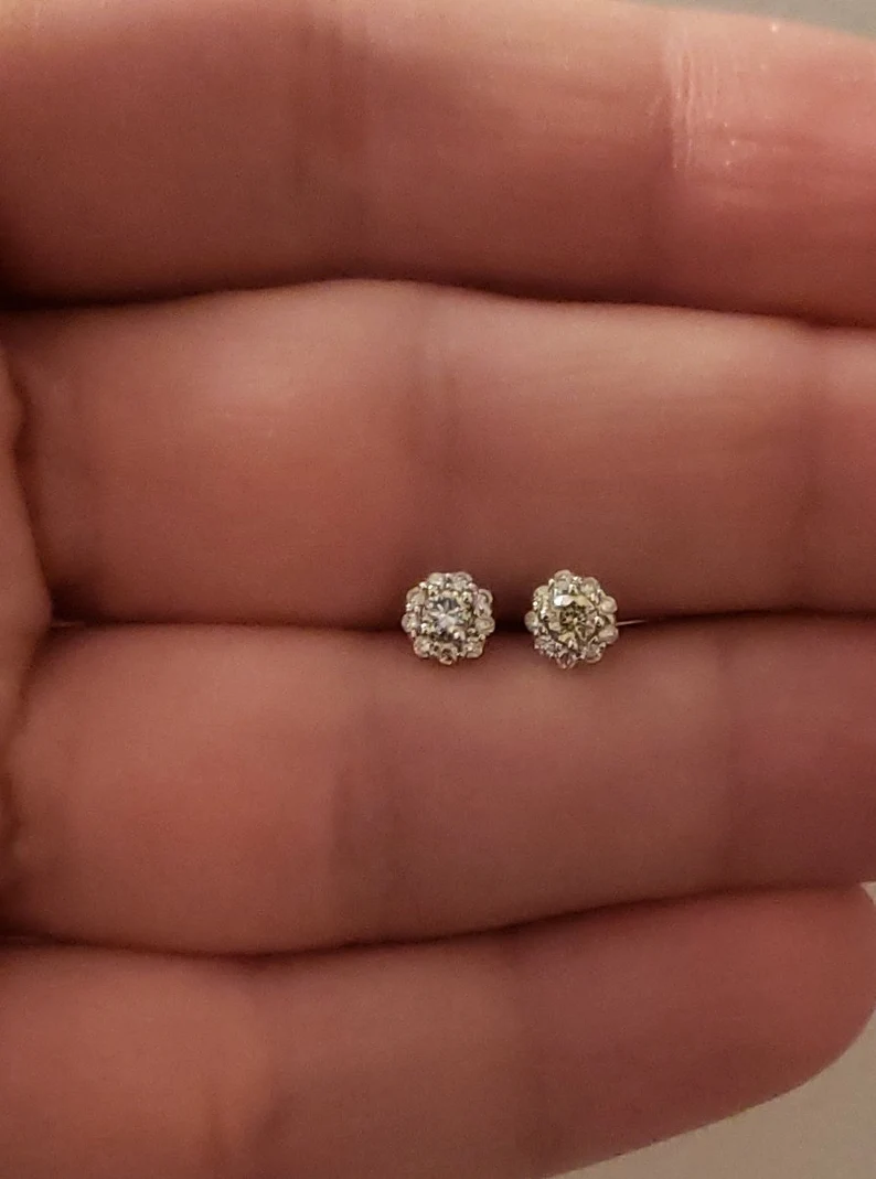 14Kt Gold 0.34 Ct Lab Grown Diamond Halo Earrings