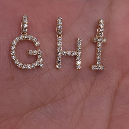 14Kt Gold Initial Letter 0.36 Ct Lab Grown Diamond Pendant