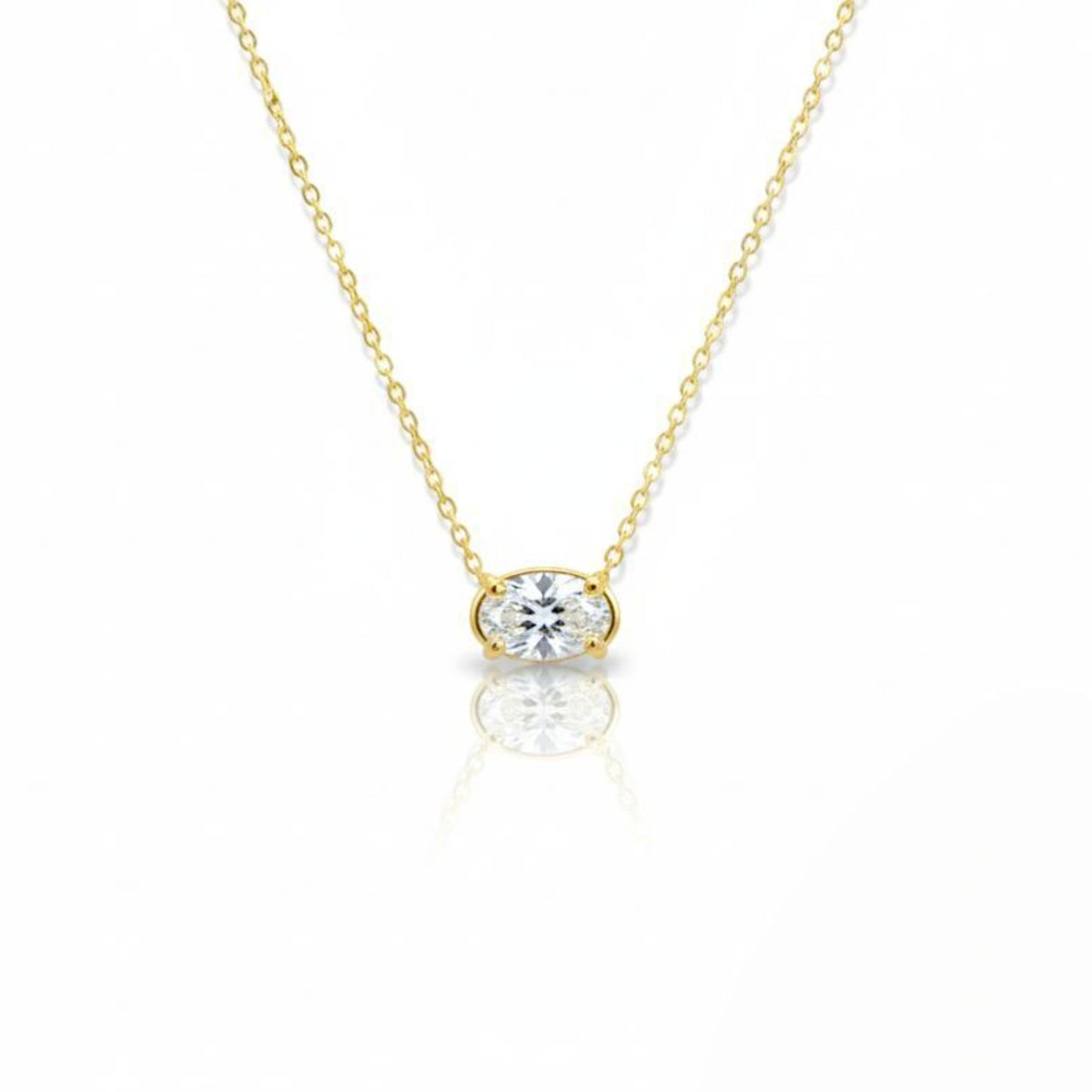 14Kt Gold 2 Ct Lab Grown Diamond Oval Solitaire Pendant