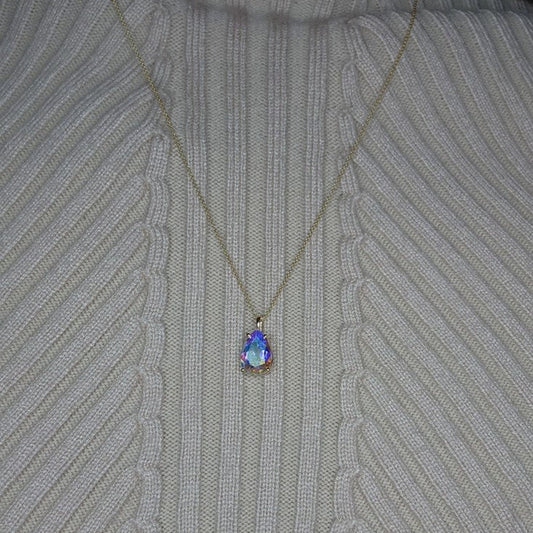 14Kt Gold  Natural Mercury Mist Mystic Topaz Teardrop Pendant