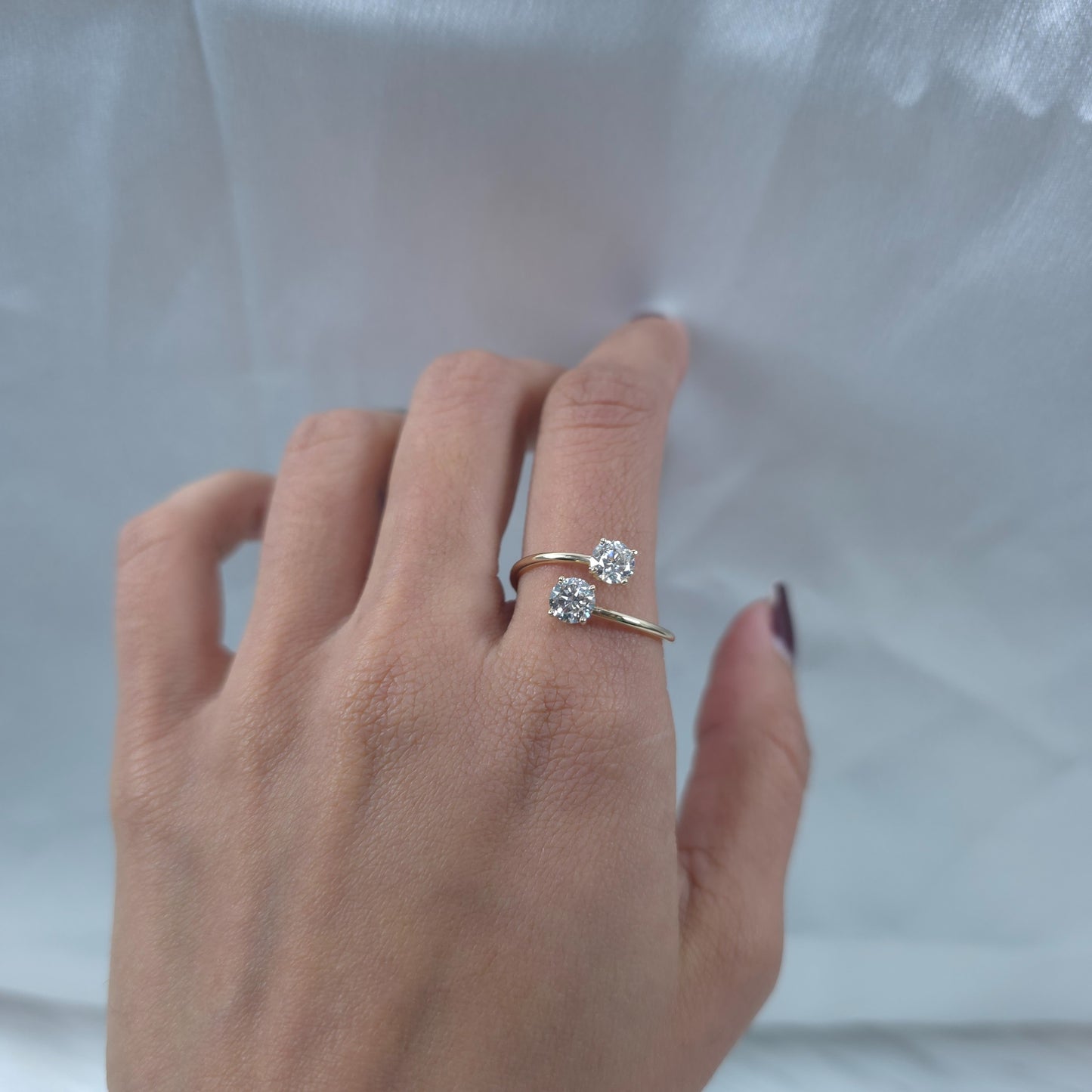 14Kt Gold 1 Ct 2 Stones Lab Grown Diamond Ring