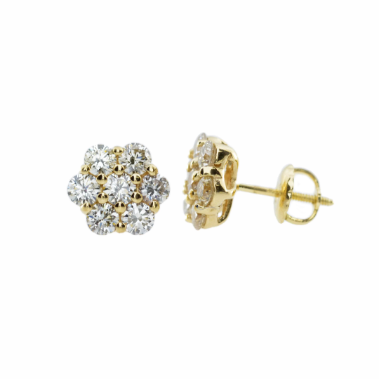 14Kt Gold 1.43 Ct Lab Grown Cluster Diamond Stud Earrings