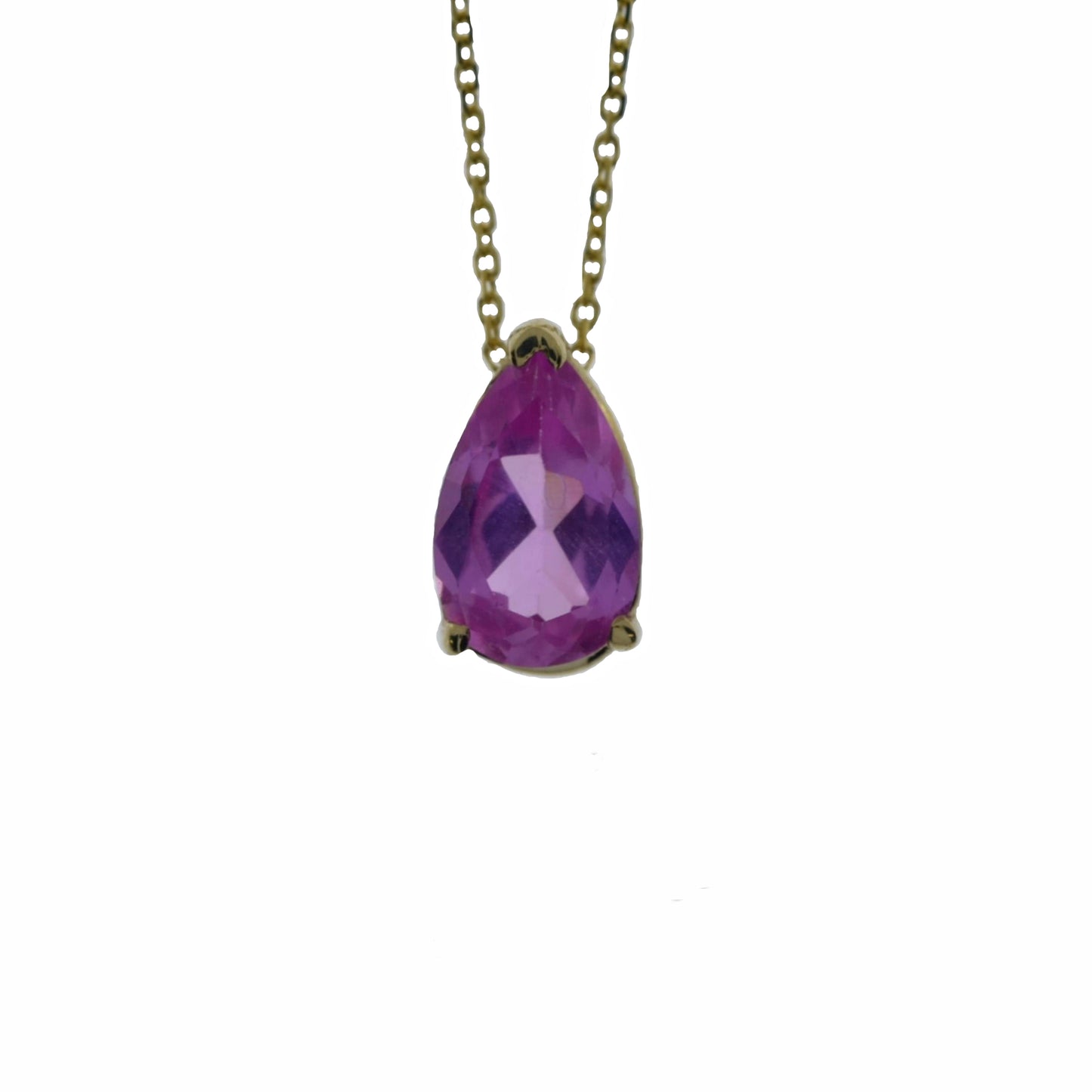 14Kt Gold Pink Sapphire Teardrop Necklace Pendant