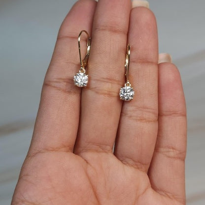 14Kt Gold 1 Ct Lab Grown Diamond Dangle Earrings