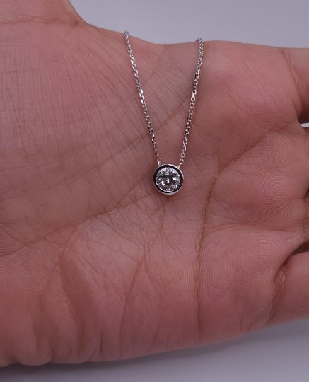 14Kt Gold 1 Ct Lab Grown Diamond Bezel Necklace