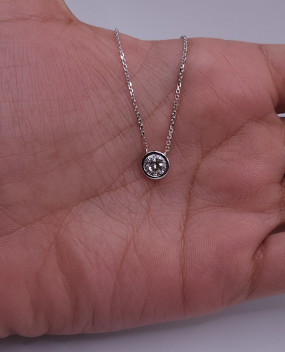 14Kt Gold 1 Ct Lab Grown Diamond Bezel Necklace