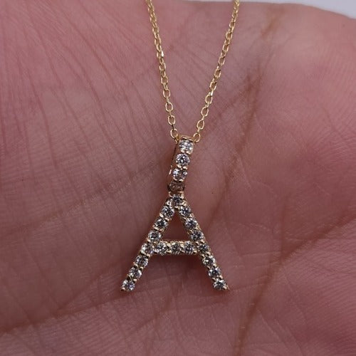 14Kt Gold Initial Letter 0.36 Ct Lab Grown Diamond Pendant