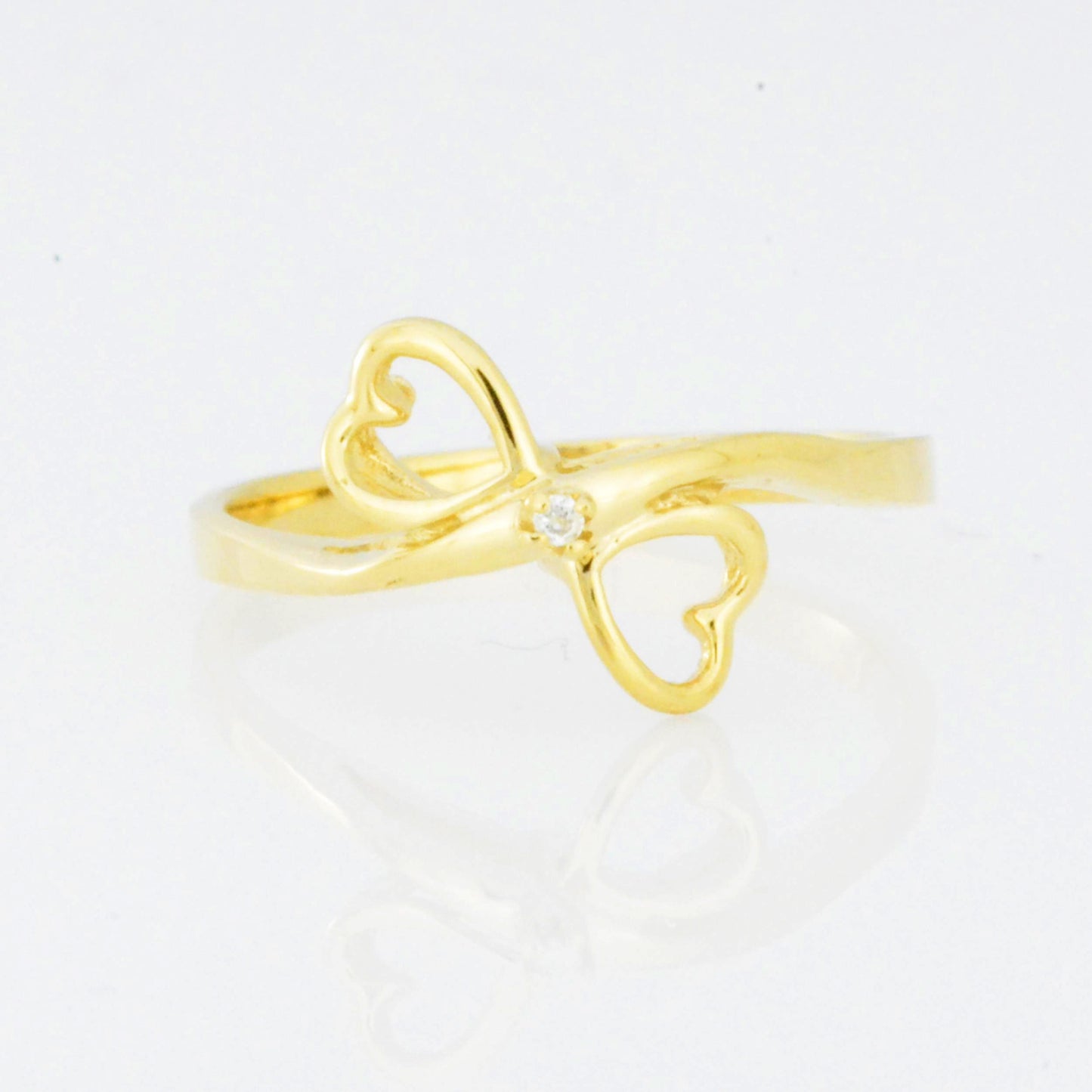 14Kt Gold Genuine Natural Diamond Double Heart Ring
