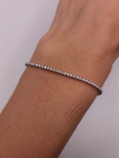 14Kt Gold 1 Ct Lab Grown Diamond Buttercup Setting Tennis Bracelet