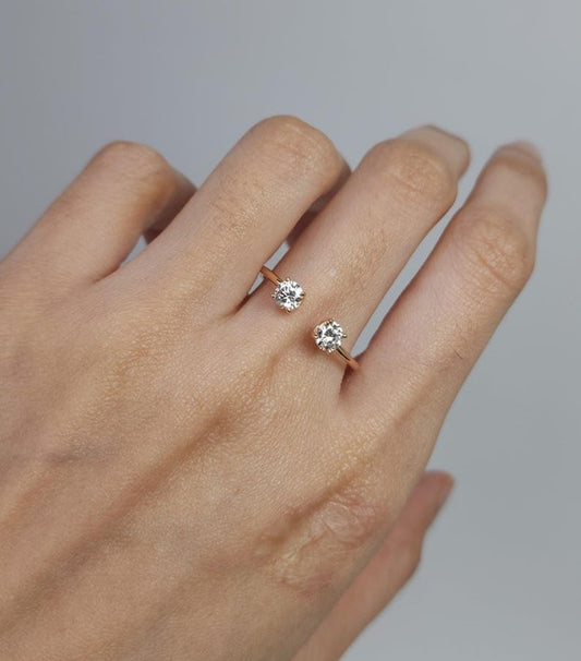 14Kt Gold 0.60 Ct 2 Stones Lab Grown Diamond Ring