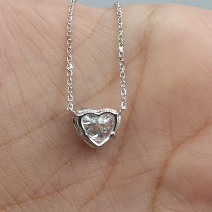 14Kt Gold 1.50 Ct IGI Certified Lab Grown Diamond Heart Pendant Necklace