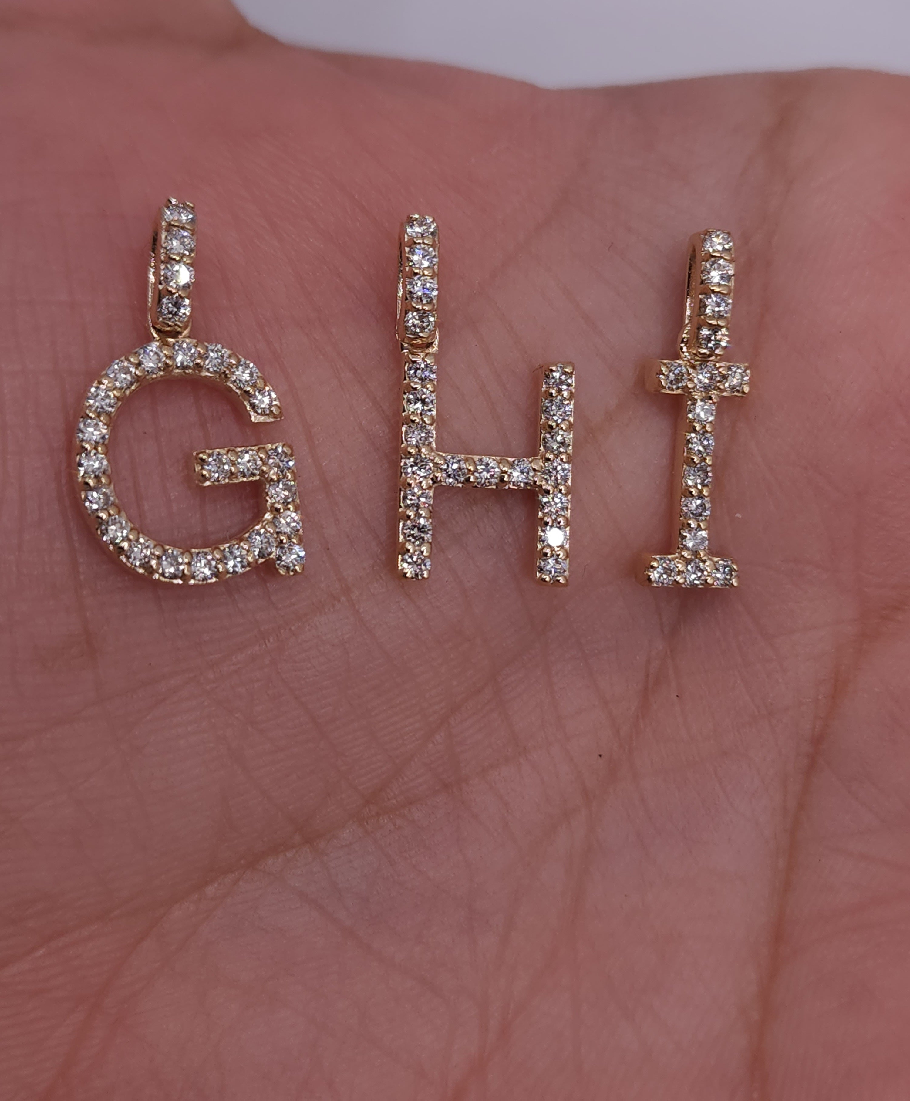 14Kt Gold Initial Letter 0.36 Ct Genuine Natural Diamond Pendant