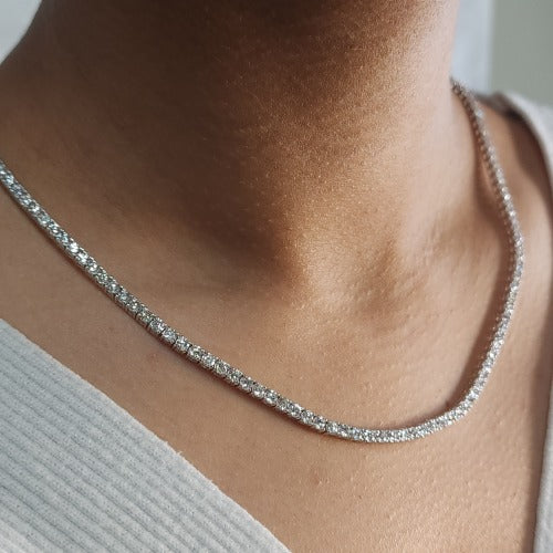 14Kt Gold 9 Ct 16-inch Lab Grown Diamond Tennis Necklace