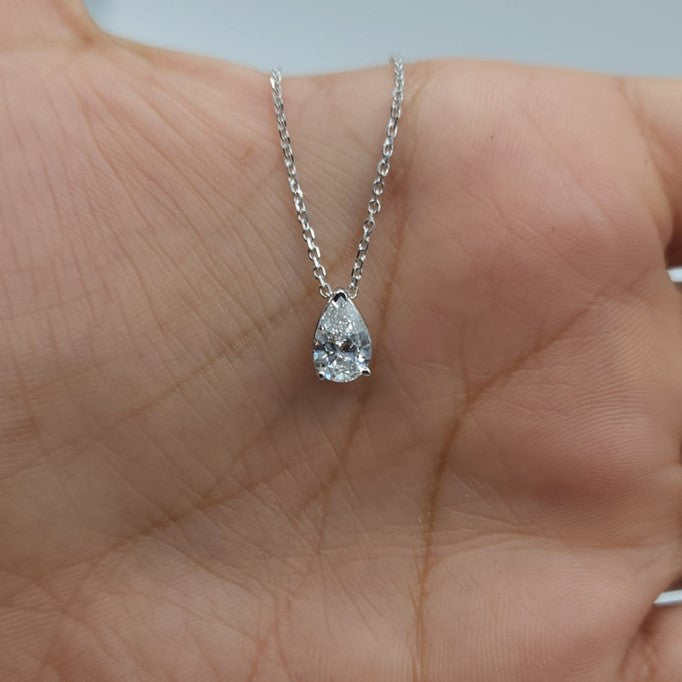 14Kt Gold 1.50 Ct IGI Certified Pear Shape Lab Grown Diamond Solitaire Pendant