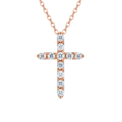 14Kt Gold 0.10 Ct Lab Grown Diamond Cross Pendant