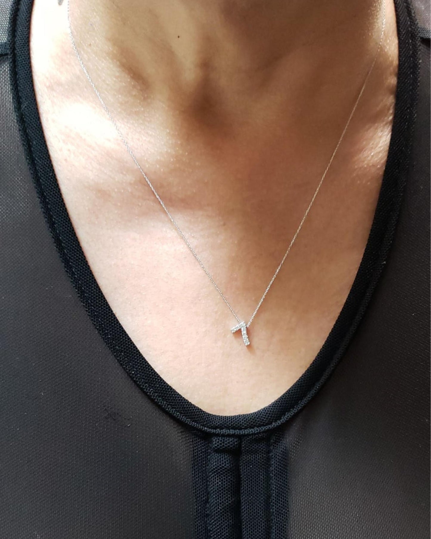 14Kt Gold Number Diamond Pendant Necklace