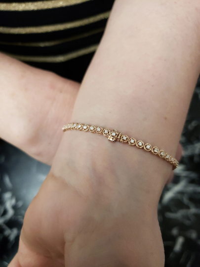 14Kt Gold 1 Ct Lab Grown Diamond Tennis Bracelet