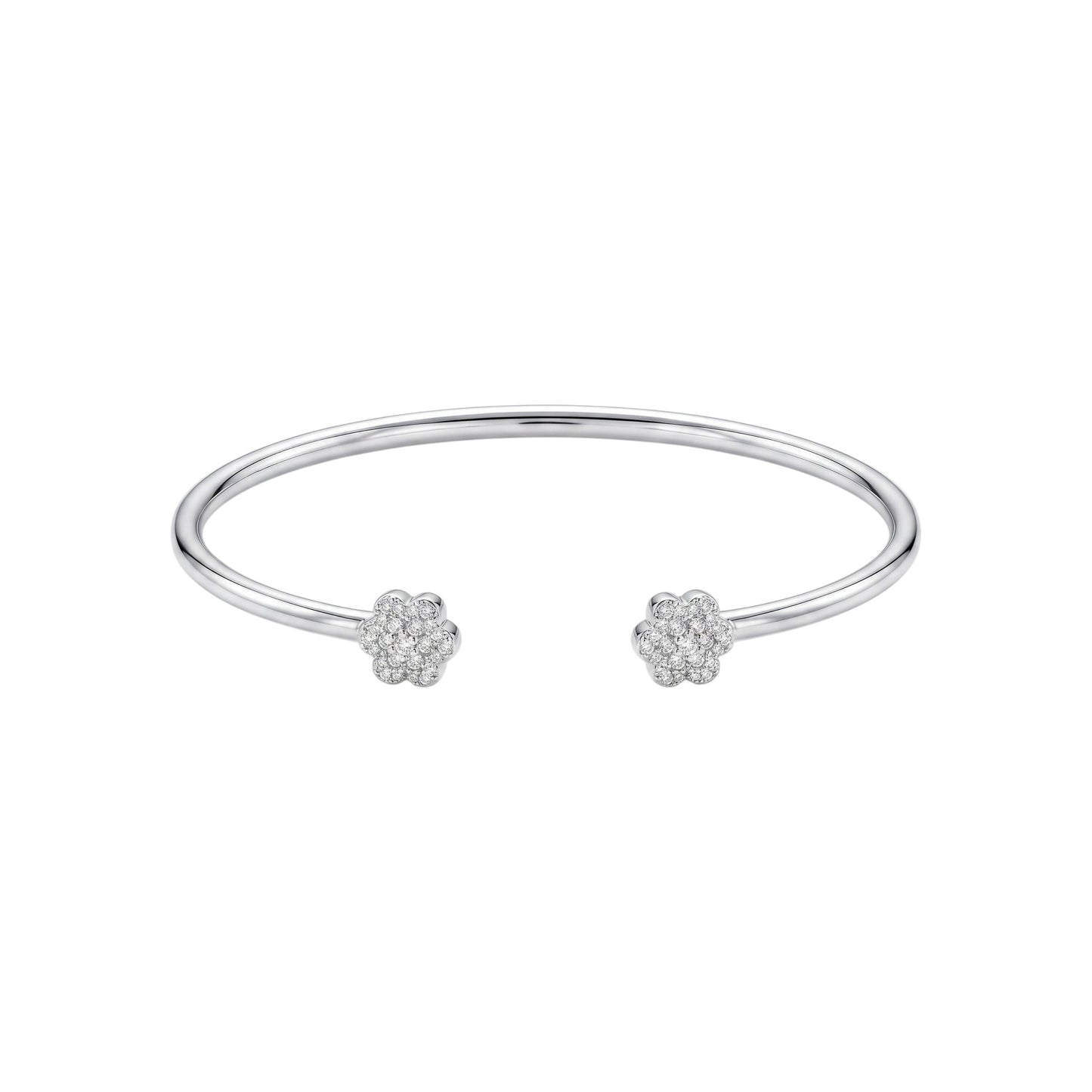 14Kt Gold 0.42 Ct Open Cuff Cluster Lab Grown Diamond Bangle Bracelet