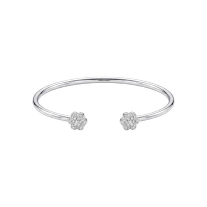 14Kt Gold 0.42 Ct Open Cuff Cluster Lab Grown Diamond Bangle Bracelet