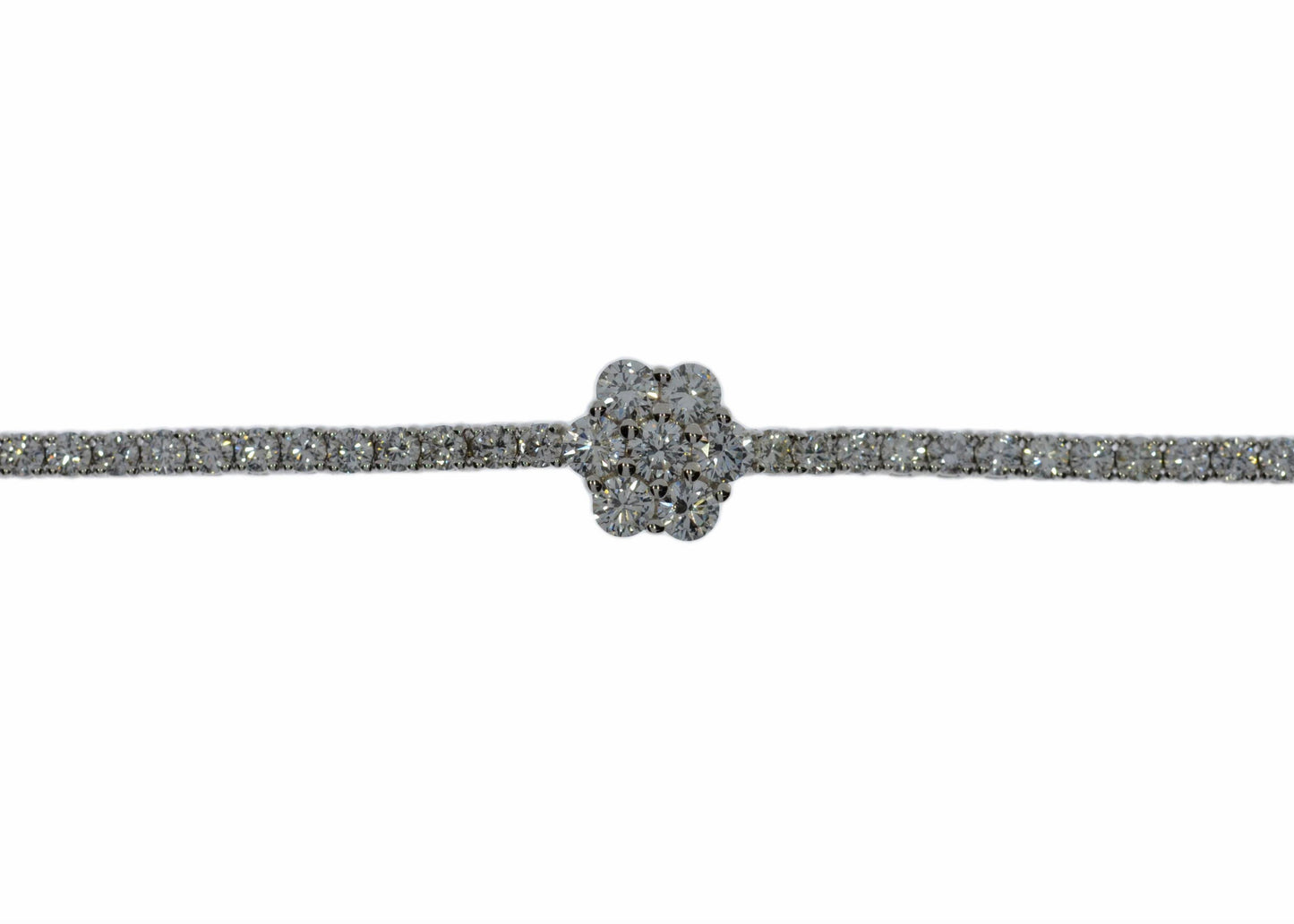 14Kt Gold 2.84 Ct Lab Grown Cluster Diamond Tennis Bracelet