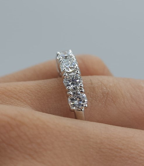 14K Gold 1.75 Ct 7 Stone Half Eternity Lab Grown Diamond Ring