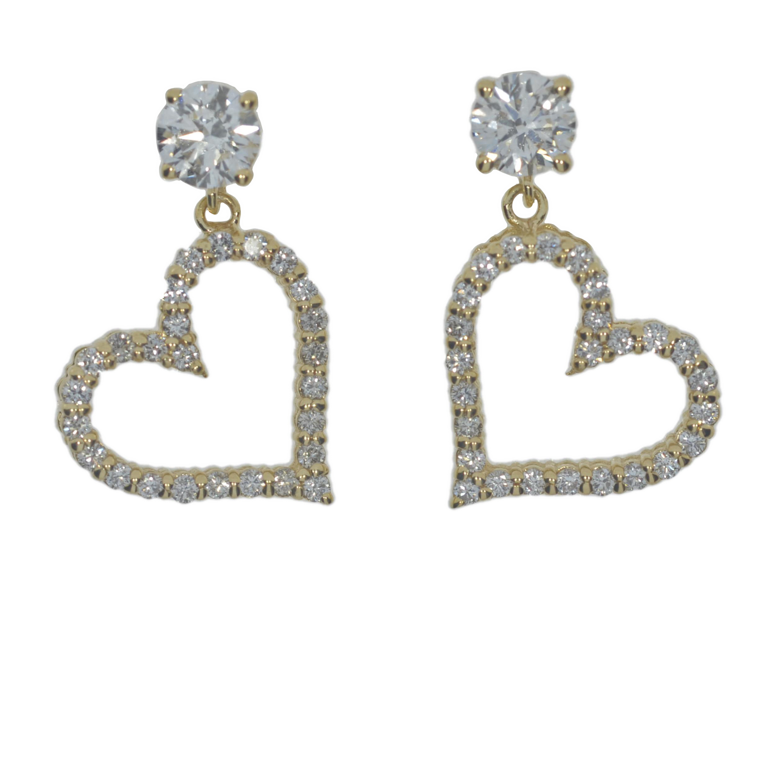 14Kt Gold 1.15 Ct Lab Grown Diamond Open Heart Sideways Earrings Stud Earrings