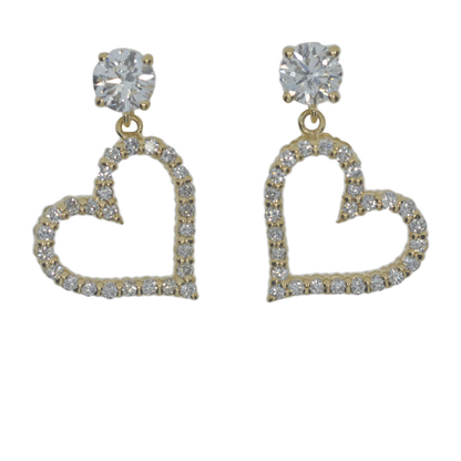 14Kt Gold 1.15 Ct Lab Grown Diamond Open Heart Sideways Earrings Stud Earrings