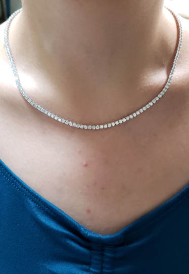 14Kt Gold 13.57 Ct 17 inch Genuine Natural Diamond Tennis Necklace