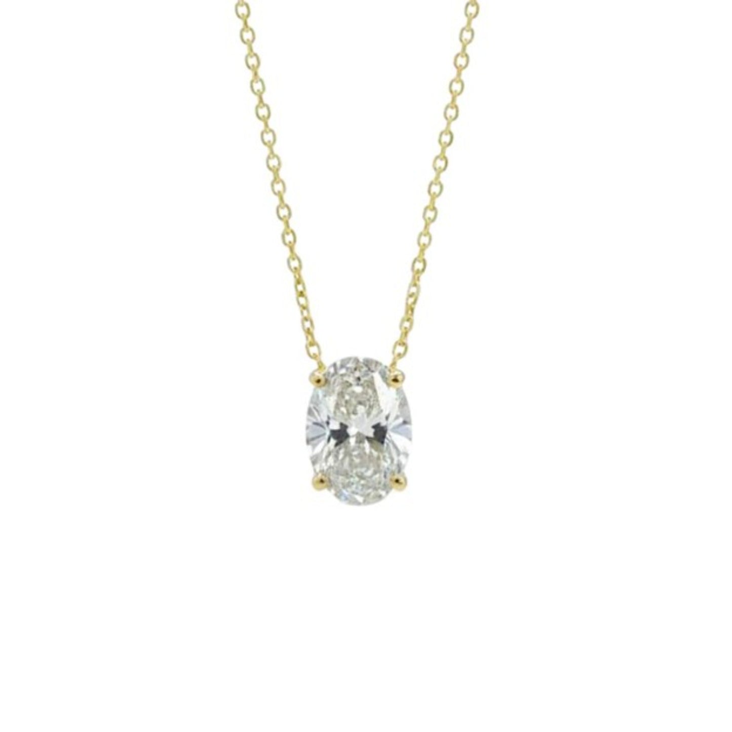 14Kt Gold 0.80 Ct Oval Lab Grown Diamond Solitaire Pendant