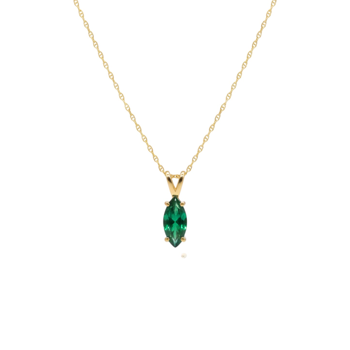 14Kt Gold Emerald Marquise Pendant