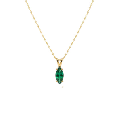 14Kt Gold Emerald Marquise Pendant